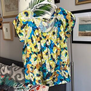Theory Silk Abstract Blouse